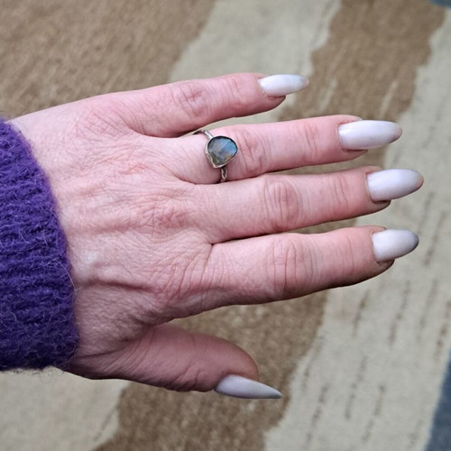 Handmade labradorite ring new, silver with blue stone