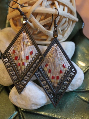 Boho earrings handmade vintage, dangling