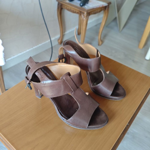 Anna F Leather Sandals Used, Brown, Size 36