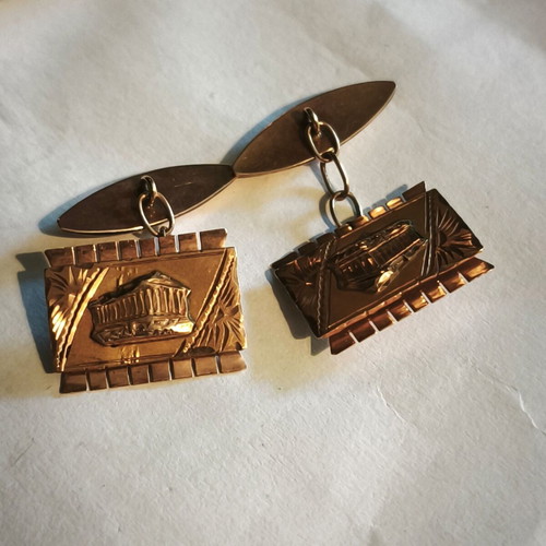 Gold cufflinks 14k 585 vintage handmade, 4 grams