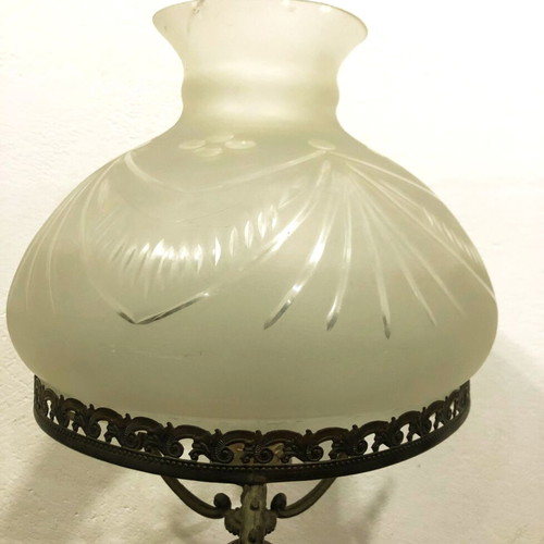 Vintge onyx and bronze table lamp used, 1980, height 90 cm