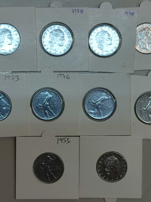 Italy 50 Lire coins used, pack of 10 with different dates