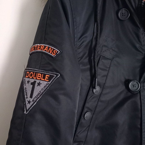 Double men's parka jacket black like new, size S