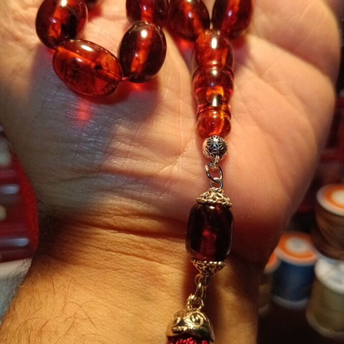 Amber Kompoloi Baltic Handmade with Silk Tassel New