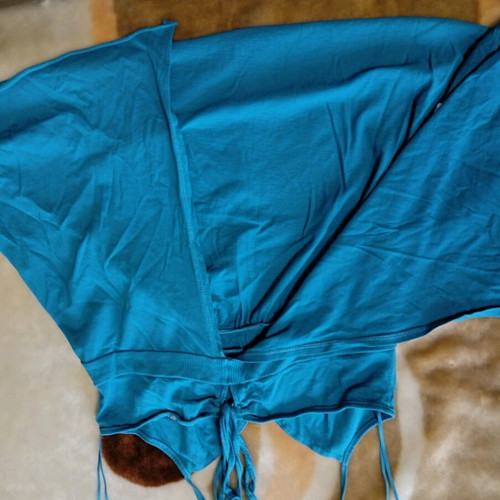 Attrattivo blue tank top used, cross back bag style, size M