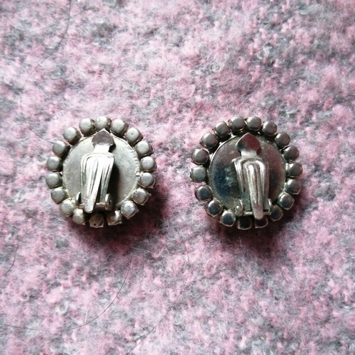 Vintage aristocratic clip earrings v. 2 like new with purple semi-precious stones