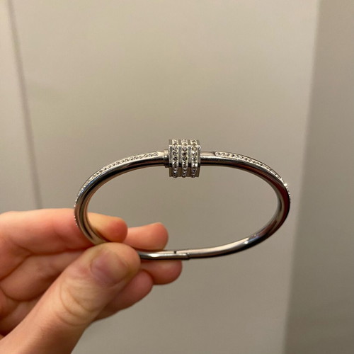 Silver bangle bracelet with crystals like new