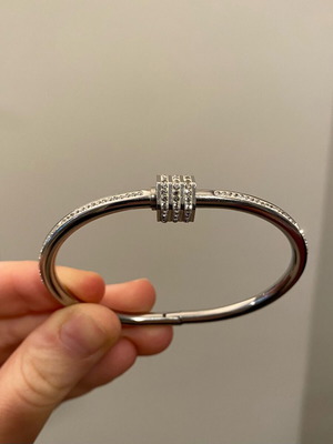 Silver bangle bracelet with crystals like new