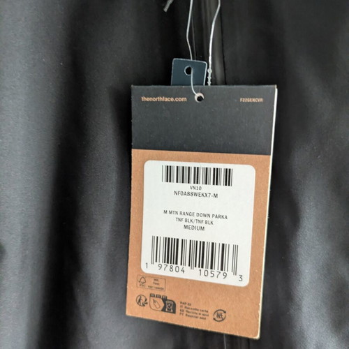The North Face MTN Range Down Insulated Waterproof Hooded Parka Jacket Size Medium Black New