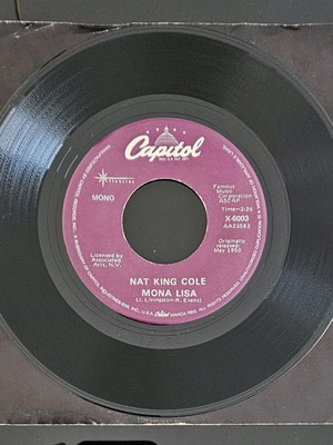 Nat King Cole Mona Lisa 7" δισκάκι βινυλίου σαν καινούργιο, αμερικανικής έκδοσης