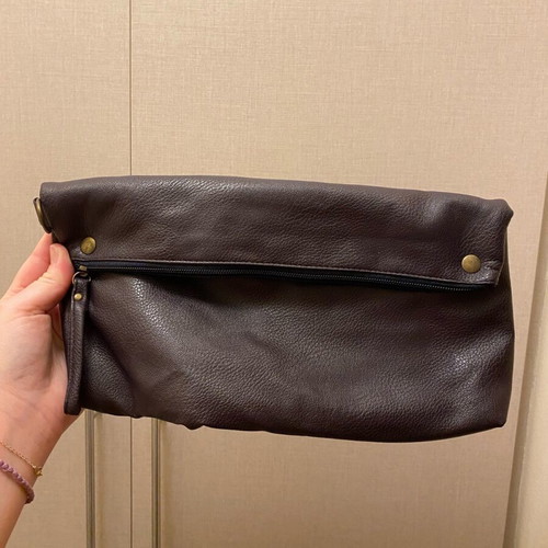 Handbag clutch new in brown and purple