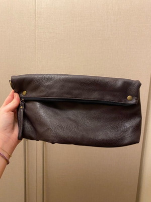 Handbag clutch new in brown and purple