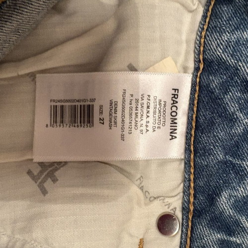 Fracomina denim mini skirt with lace, blue, size S
