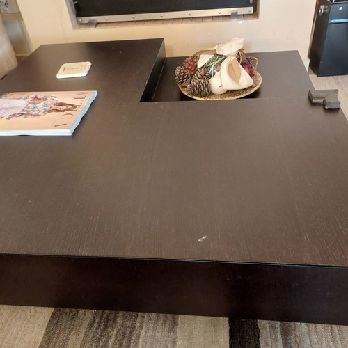 Italian-made wenge brown coffee table used with storage drawer