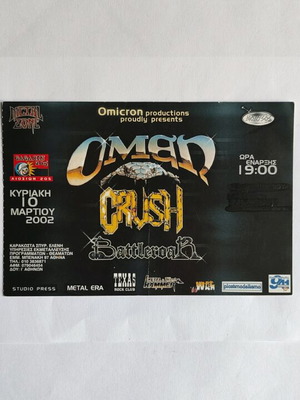 Omen concert ticket 10/3/2002 like new