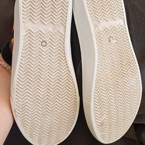 Black canvas shoes with flame design size 30 like new
