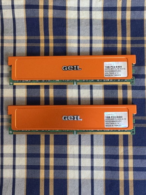 GeIL DDR2-800 PC2-6400 RAM 2x1GB used, total 2GB