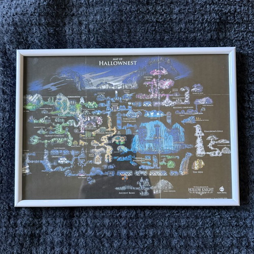 Hollow Knight framed map poster for PS4 and Switch, new