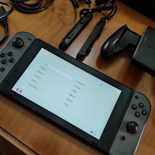 Nintendo Switch used with gray joy-con, model HAC-001, complete set