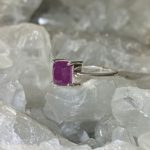 Silver ring with natural ruby new, handmade