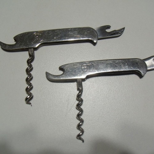 BT bottle openers used, set of 2, metal with corkscrew, socialist period