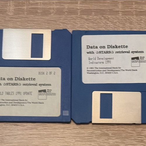 Vintage PC 3.5" floppy disks World Bank STARS system used, 2 pieces