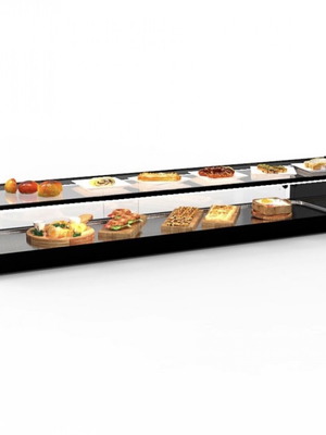 Display cases with refrigerated surface, set of 2