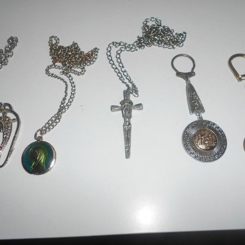 Religious keychains used, pack of 5 with Saint Christopher and cross
