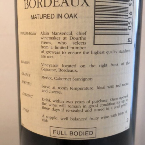 Bordeaux St.Michael Dourthe Freres Red Wine Bordeaux Vintage 1993 new