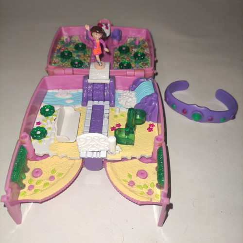 Polly Pocket Emerald Garden Bluebird 2000 used with bracelet and figure