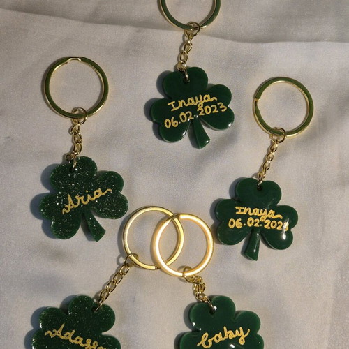 Panathinaikos clover keychain made to order, handmade