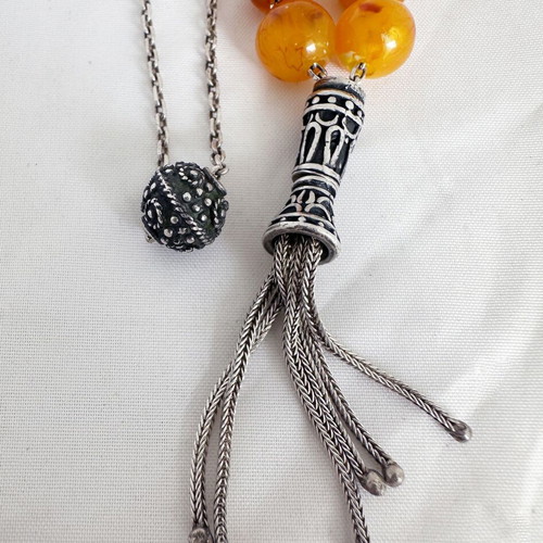 Vintage Greek Komboloi 1940s silver, like new
