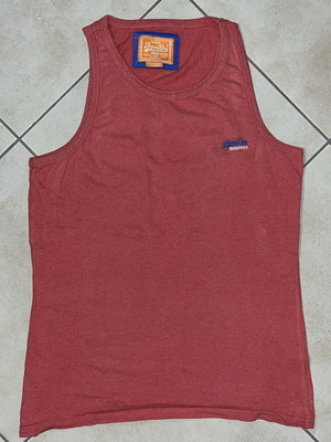 Superdry Orange Label Tank Top faded red vintage wash size L like new