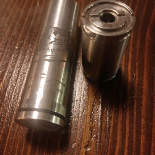 Mechanical mod stainless steel with engraved design and extension tube like new