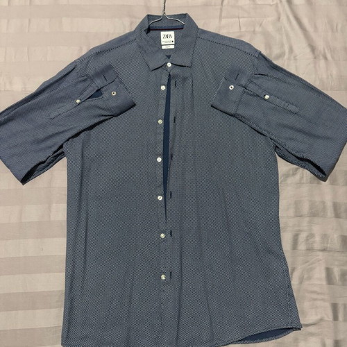 Zara Man Polka Dot Shirt XL like new, Navy Blue