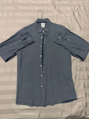 Zara Man Πουκάμισο Πουά XL σε άριστη κατάσταση, Navy Blue
