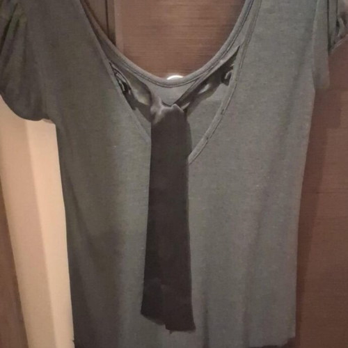 Regalinas One Size Grey Blouse with Open Back and Lace like new