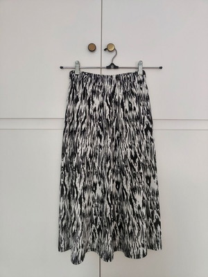Midi φούστα animal print Α γραμμή σαν καινούργιο, XS-S, ασπρόμαυρη
