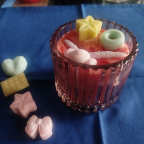 Soy and gel scented candle with brownies, Lila and choco melts, new