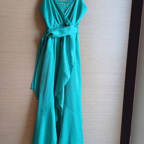 Summer dress turquoise with wrap chest and belt, worn once