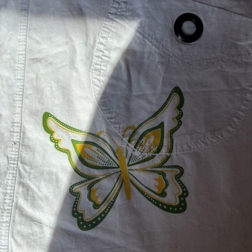 White cotton dress Lucy with butterfly print size S like new