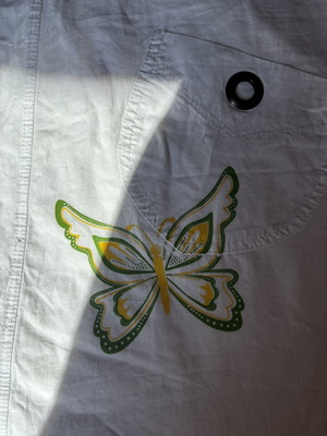 White cotton dress Lucy with butterfly print size S like new