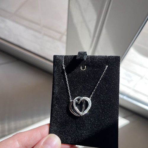 Swarovski Heart Necklace with Crystals, silver