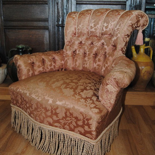 Old Victorian small boudoir armchair used