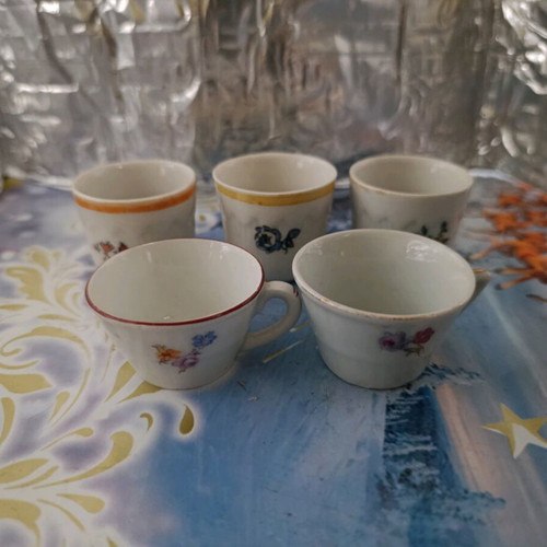 Rakia cups and sugar bowl used, antique