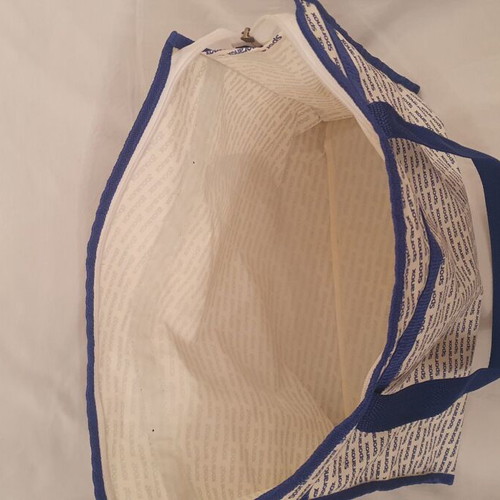 Shoulder bag used, white and blue, 36x44x10 cm