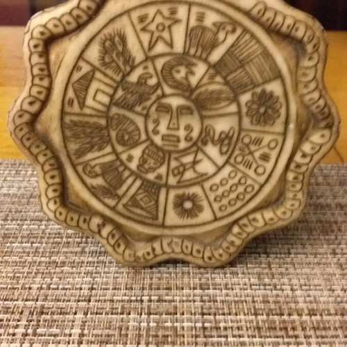 Artwork from Peru new, stone plaque with engraved symbols