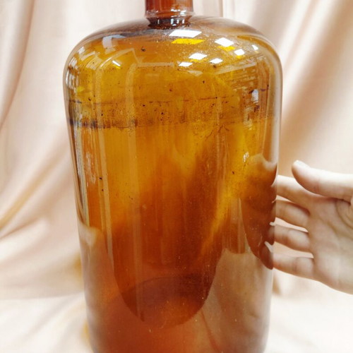 Pharmacy bottles used, set of three amber 1960s