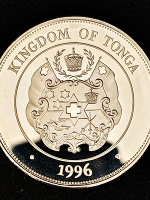 1996 KINGDOM OF TONGA  - The Crown of the Queen Mother ** Silver Proof ** coin w COA