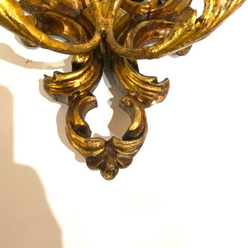 Pair of 2 French wall sconces used, gilded wood and iron